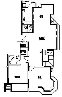小区经典型三室一厅住户建筑设计平面图-图一