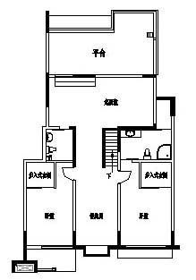 带阳台小区两室一厅住户建筑设计cad图_图1