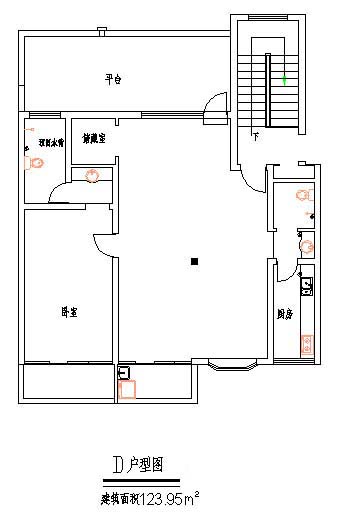 123.95平方米小区住宅建筑设计cad图