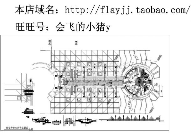 商业街喷水池平立面施工cad图纸-图一