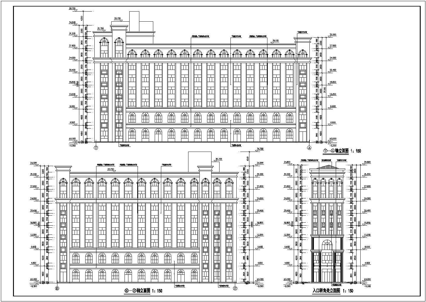 新疆某地七层框架结构酒店建筑施工图纸