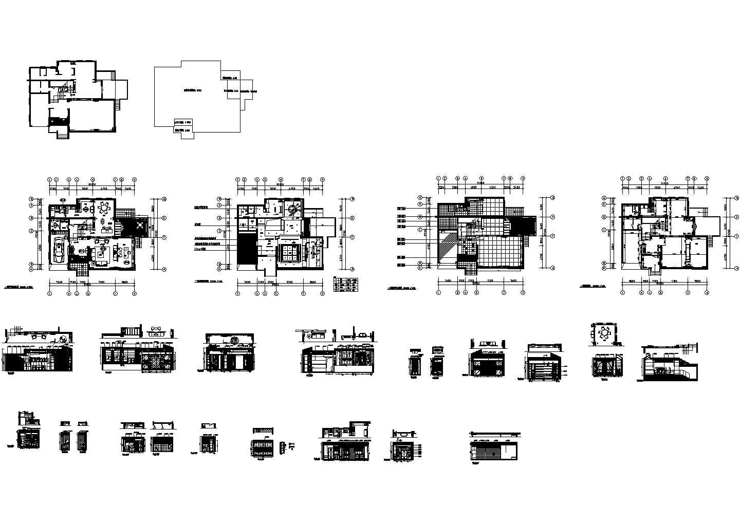 一层别墅装饰设计施工cad图，共二十三张