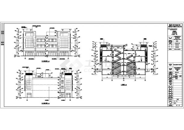 某地区三层框架结构商场建筑设计方案图-图二