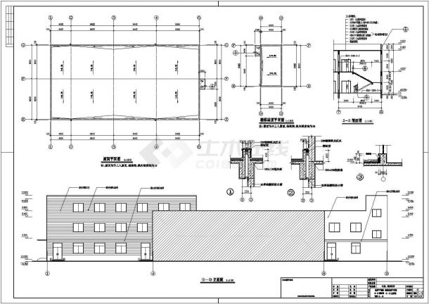 某地三层框架结构食堂建筑设计施工图-图二