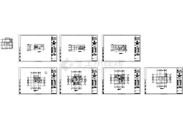 二层B户型简约式别墅建筑施工cad图，共七张-图一