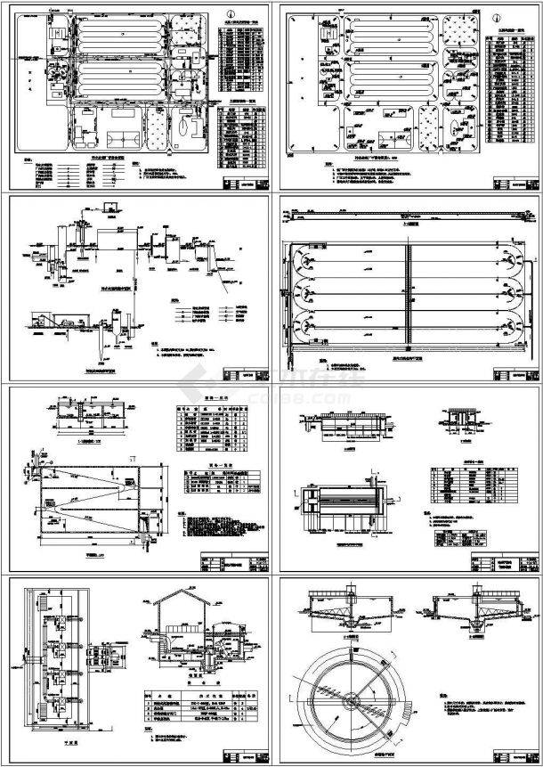 污水处理厂工艺设计CAD图纸（共8张）-图一