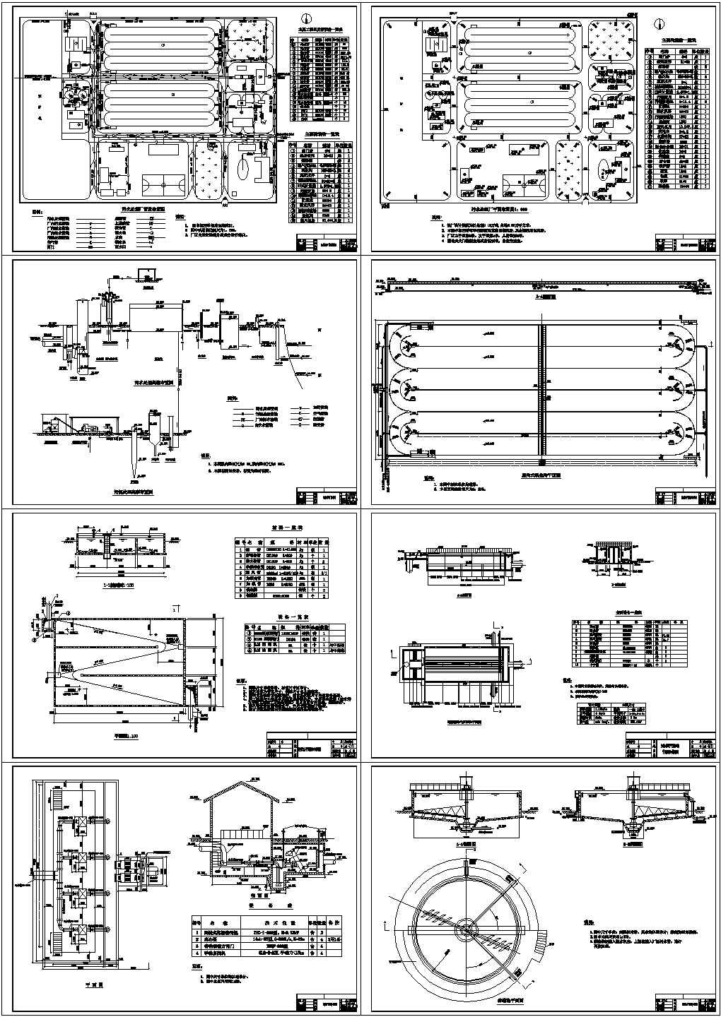 污水处理厂工艺设计CAD图纸（共8张）