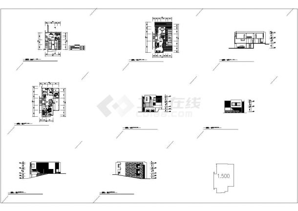 两层两套私人别墅设计方案建筑施工cad(含效果图，共九张)-图二