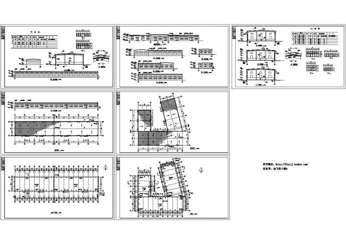1944平方米单层厂房建筑施工设计cad图，共七张_图1