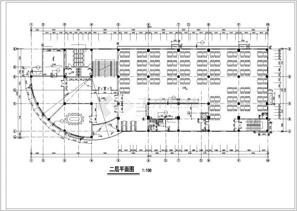 某地中学三层综合楼建筑施工图（标注详细）-图二