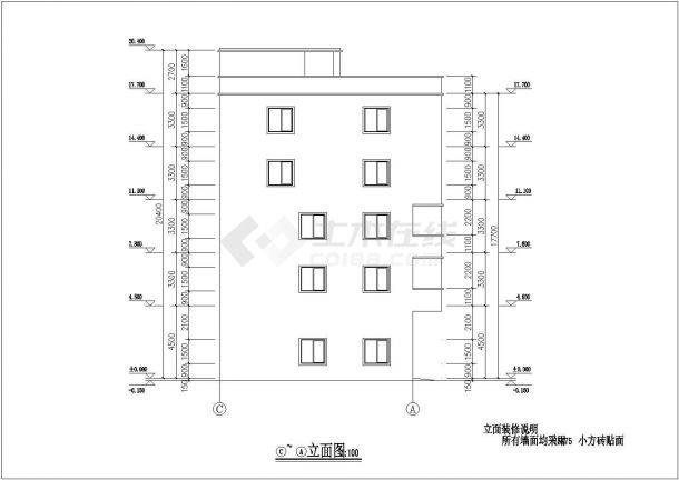 东莞某地五层民用住宅楼建筑设计方案图-图二