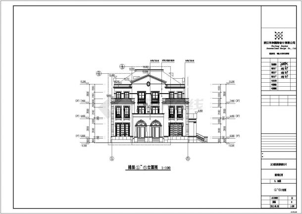 某小区三层连拼欧式别墅建筑设计施工图-图一