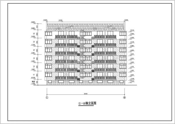 某地六层二单元2户对称户型住宅楼建筑设计图-图二