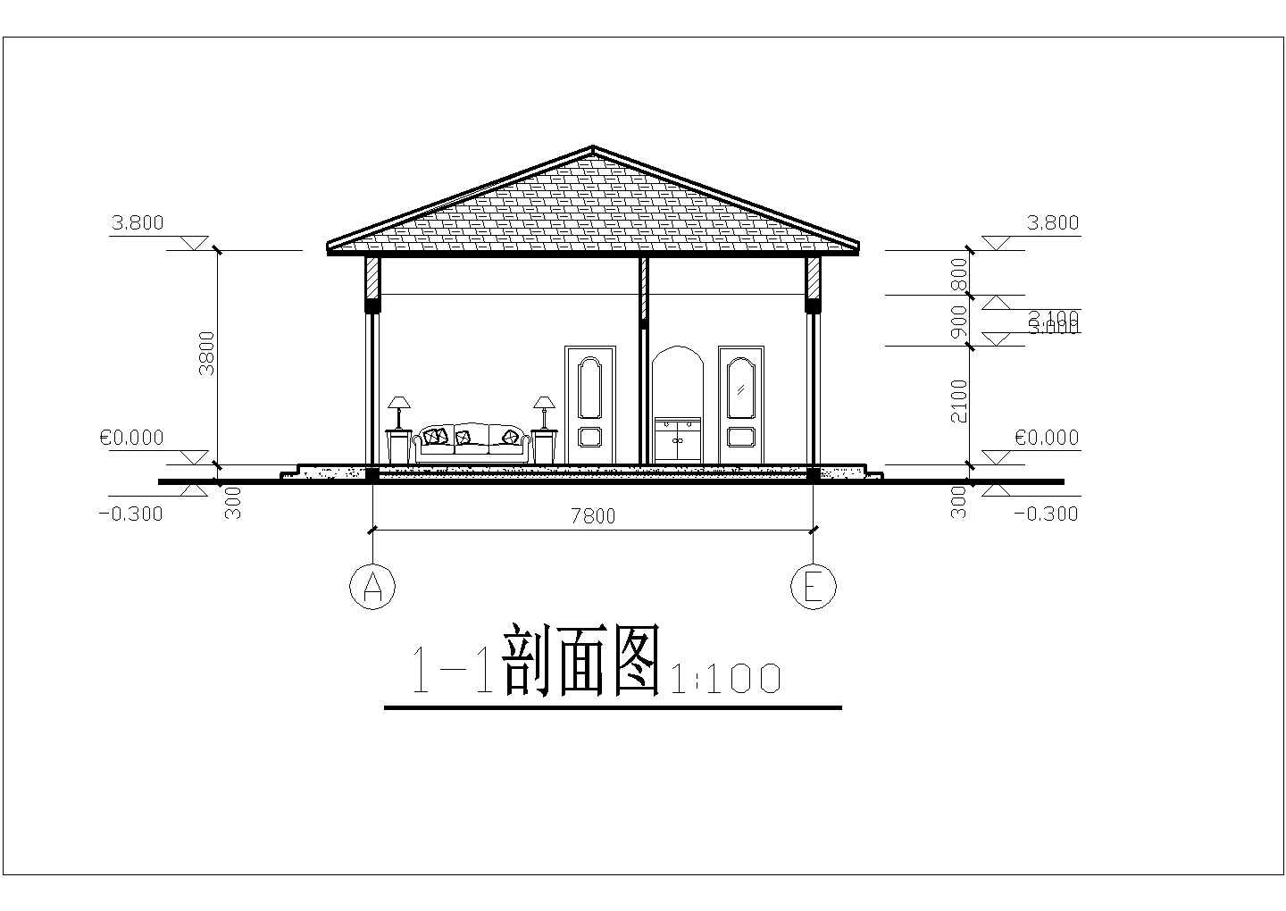 某新农村单层住宅设计图纸（共5张）