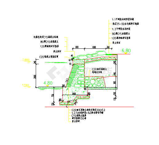 块石驳岸断剖面图-图一