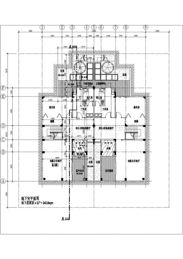 某地双拼豪华别墅建筑cad施工图-图二