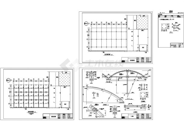 【浙江】某电子厂自行车棚钢管结构设计施工CAD图-图一