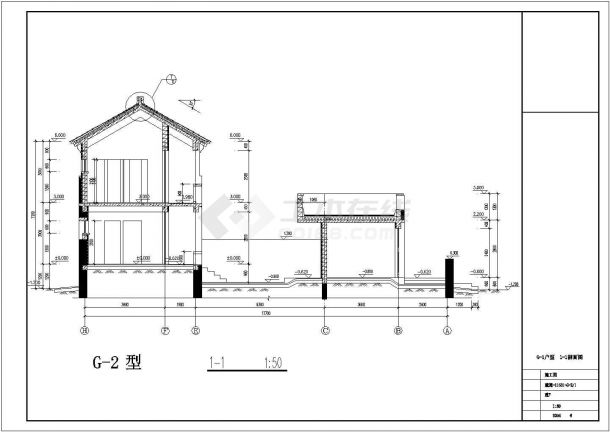 某地新农村别墅G-2户型建筑cad施工图-图一