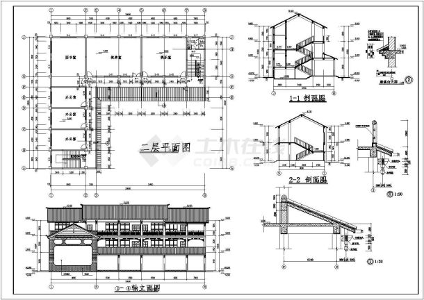 某地三层仿古老年活动中心建筑施工图-图一