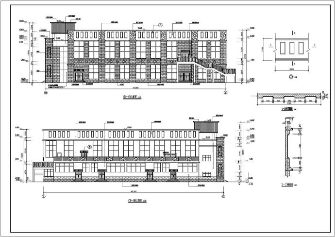 西南某地中学两层框架结构餐厅礼堂建筑设计施工图_图1