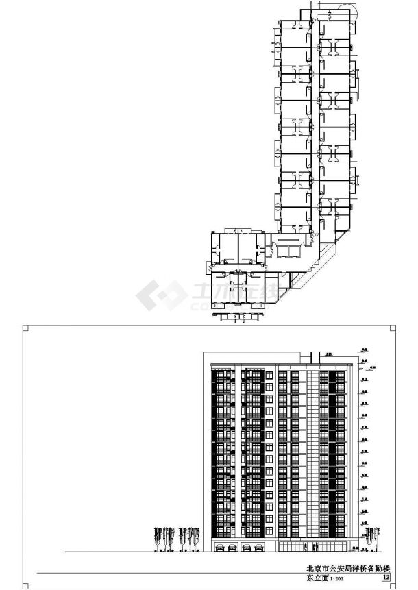 北京公安局洋桥备勤楼建筑方案设计图-图一