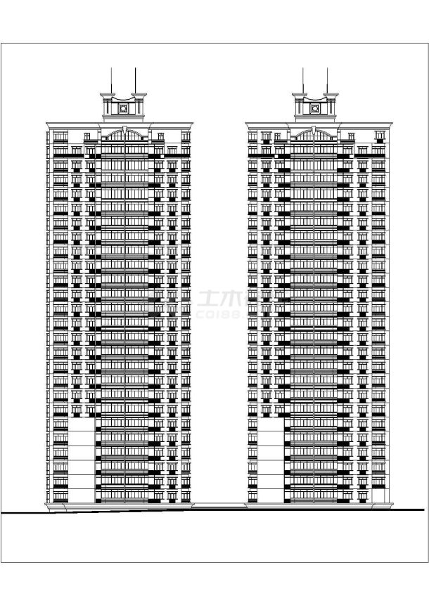 某地高层双塔式住宅楼建筑设计施工图（共11张）-图一