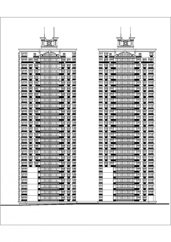 某地高层双塔式住宅楼建筑设计施工图（共11张）_图1