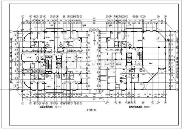 某地高层双塔式住宅楼建筑设计施工图（共11张）-图二