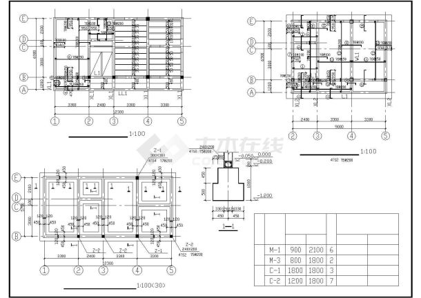 某地小型二层管理用房建筑结构施工图-图二