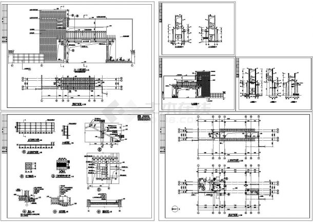 别墅小区特色大门建筑施工图-图一