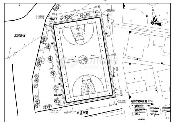 某地区室外标准篮球场建筑设计施工图-图一