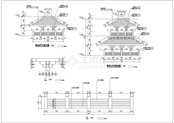 某地仿古湿地公园景区大门建筑设计方案图-图一