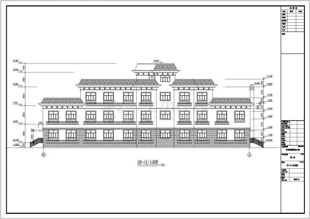 江苏某3层混合结构茶社建筑设计方案图-图二