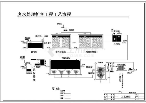 深圳废水处理工程施工设计cad图纸，共4张-图一