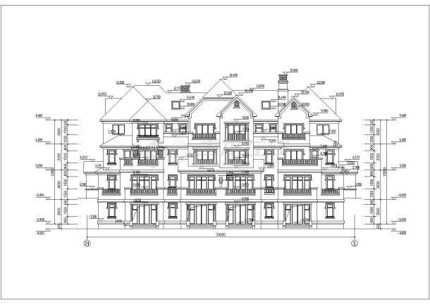 逸墅庄园3层砖混结构别墅建筑设计方案图-图二