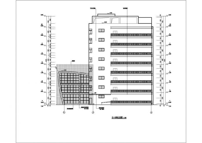 某地八层医院住院大楼建筑设计方案图纸_图1