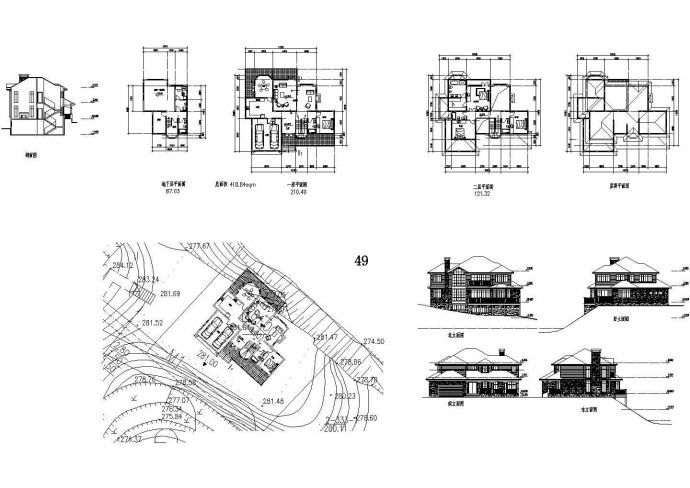 418平方米两层平面建筑设计cad(含效果图，共十张)_图1