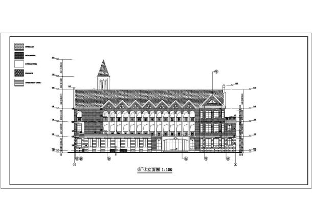 某地小区3层框架结构幼儿园建筑设计方案图-图一