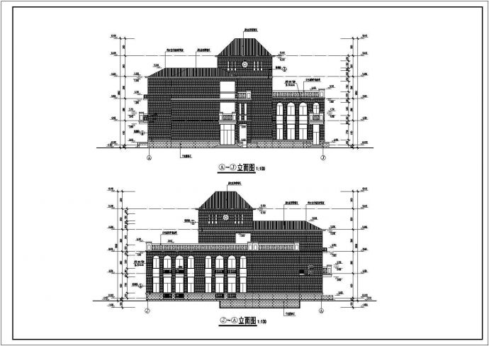某小学三层框架结构图书馆建筑设计施工图_图1