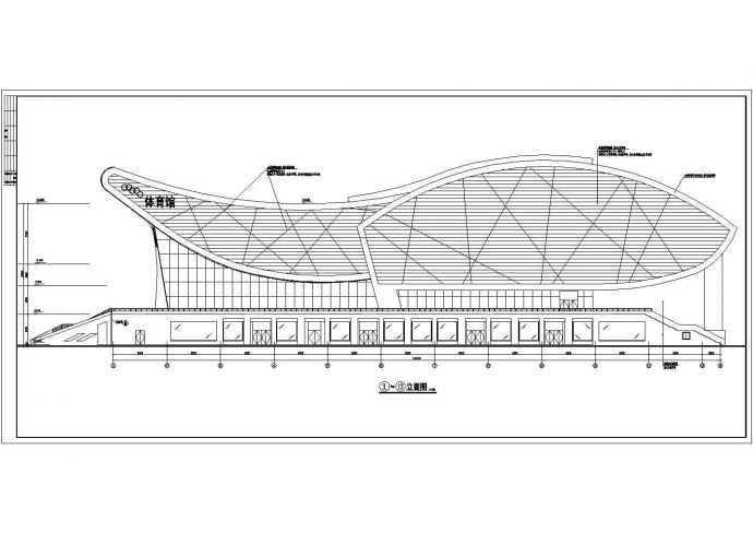 某市四层框架结构体育馆建筑设计施工图_图1