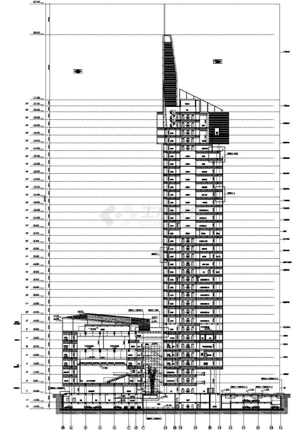 江苏广电大楼江苏卫视大厦37层企业办公楼建筑施工图-图一