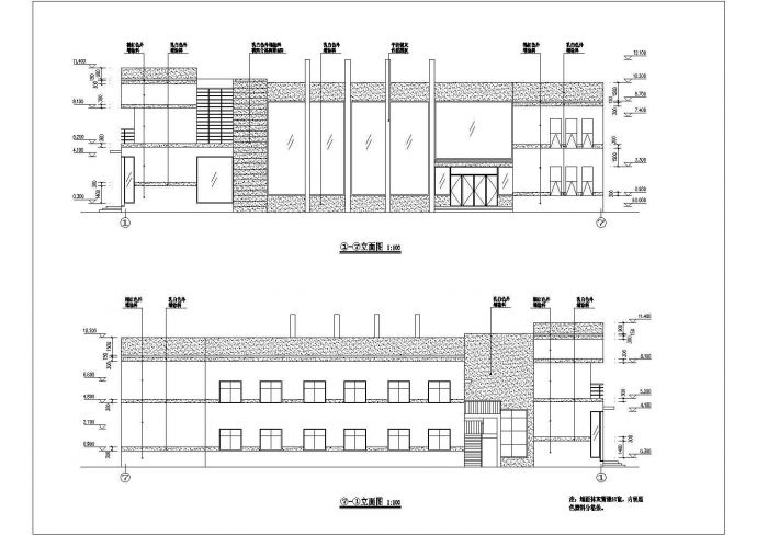 某新农村二层文化大院建筑设计方案图纸_图1