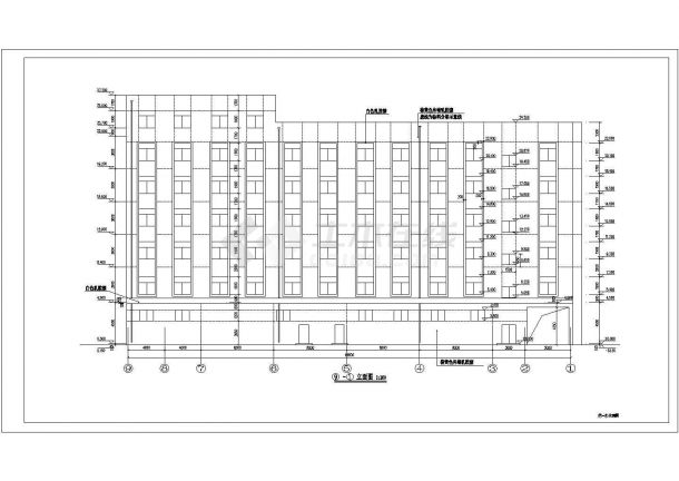 北方某地6层框架结构宾馆建筑设计方案图纸-图二