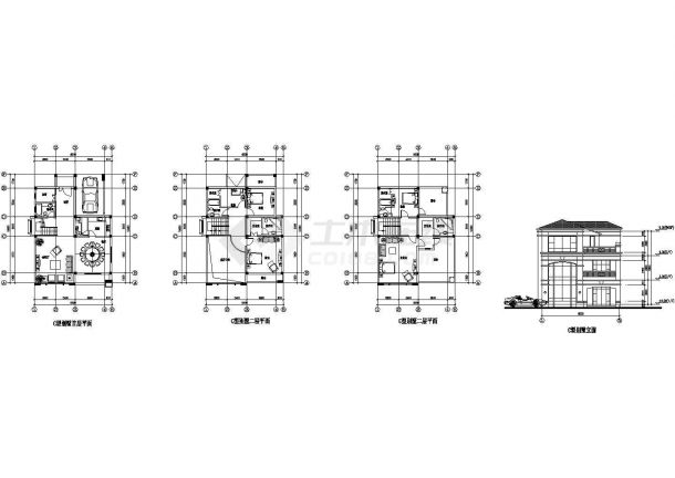 三亚3层豪华别墅建筑设计图，共四张-图一
