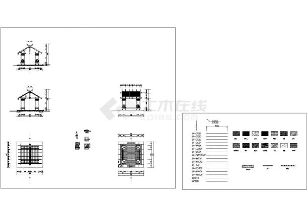 四角景观木亭建筑设计施工图（长5.2米 宽5.2米 ）-图一