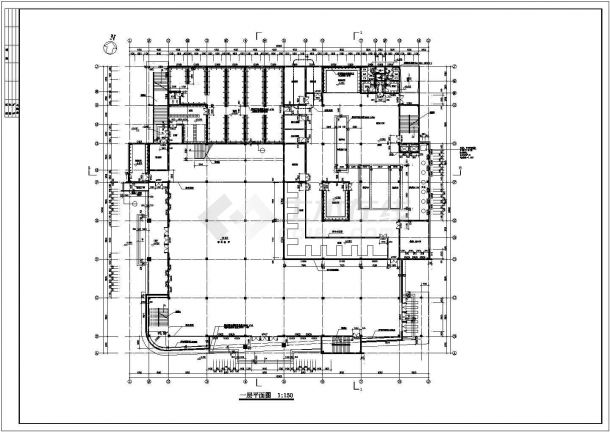 某学校三层框架结构食堂建筑设计施工图-图一