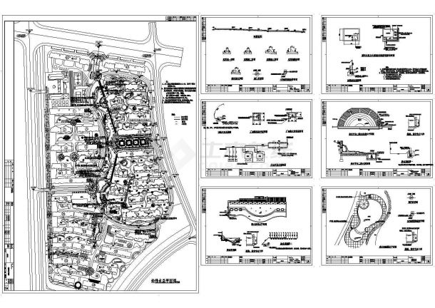 南昌某小区水景给排水设计CAD图纸-图一