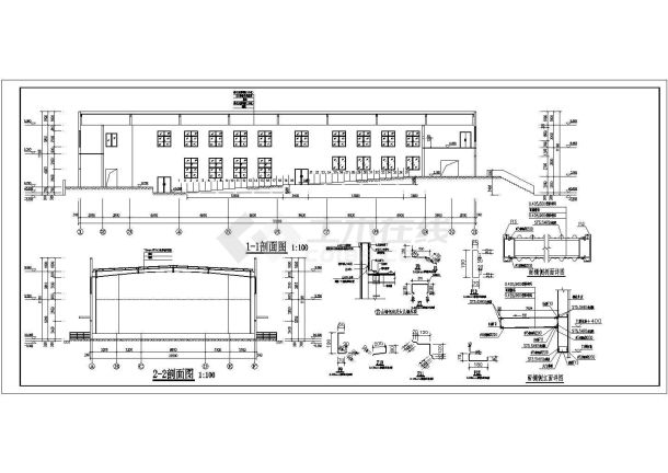 某学校二层钢结构礼堂建筑设计施工图-图二