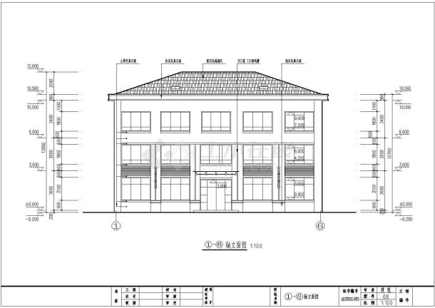 某村三层框架结构办公楼建筑设计施工图-图一