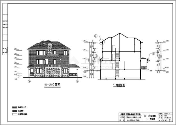 某地区三层带坡屋顶别墅建筑设计施工图-图一